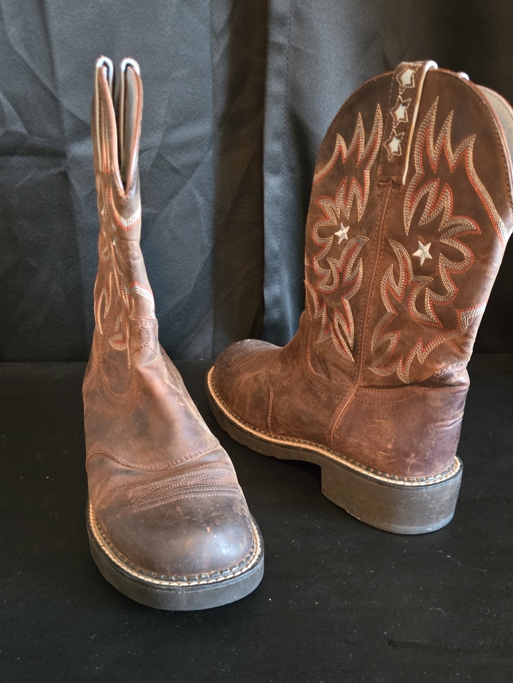 Ariat Brown Western Heeled Cowgirl Boots with Star Embroidery